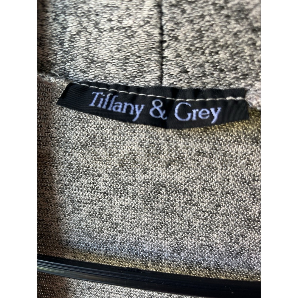 Tiffany & Grey Large Long Duster Vest Marled Knit Open Front Sleeveless Pockets - Picture 6 of 7